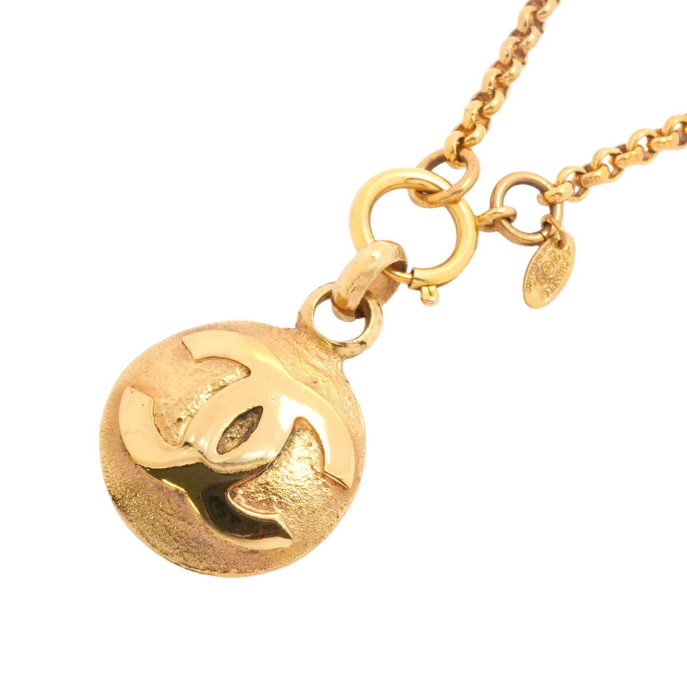 Chanel Necklace, Coco Mark Circle, GP Plated Gold, Women's